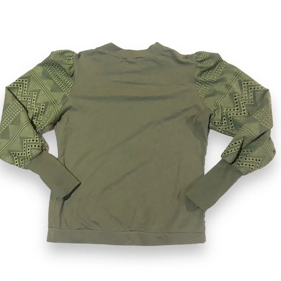 Anthropologie Helen Lace Mock Neck Green Top Sz XS - Picture 4 of 9